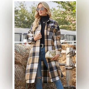 Plaid Longline Coat for WomenNWOT
